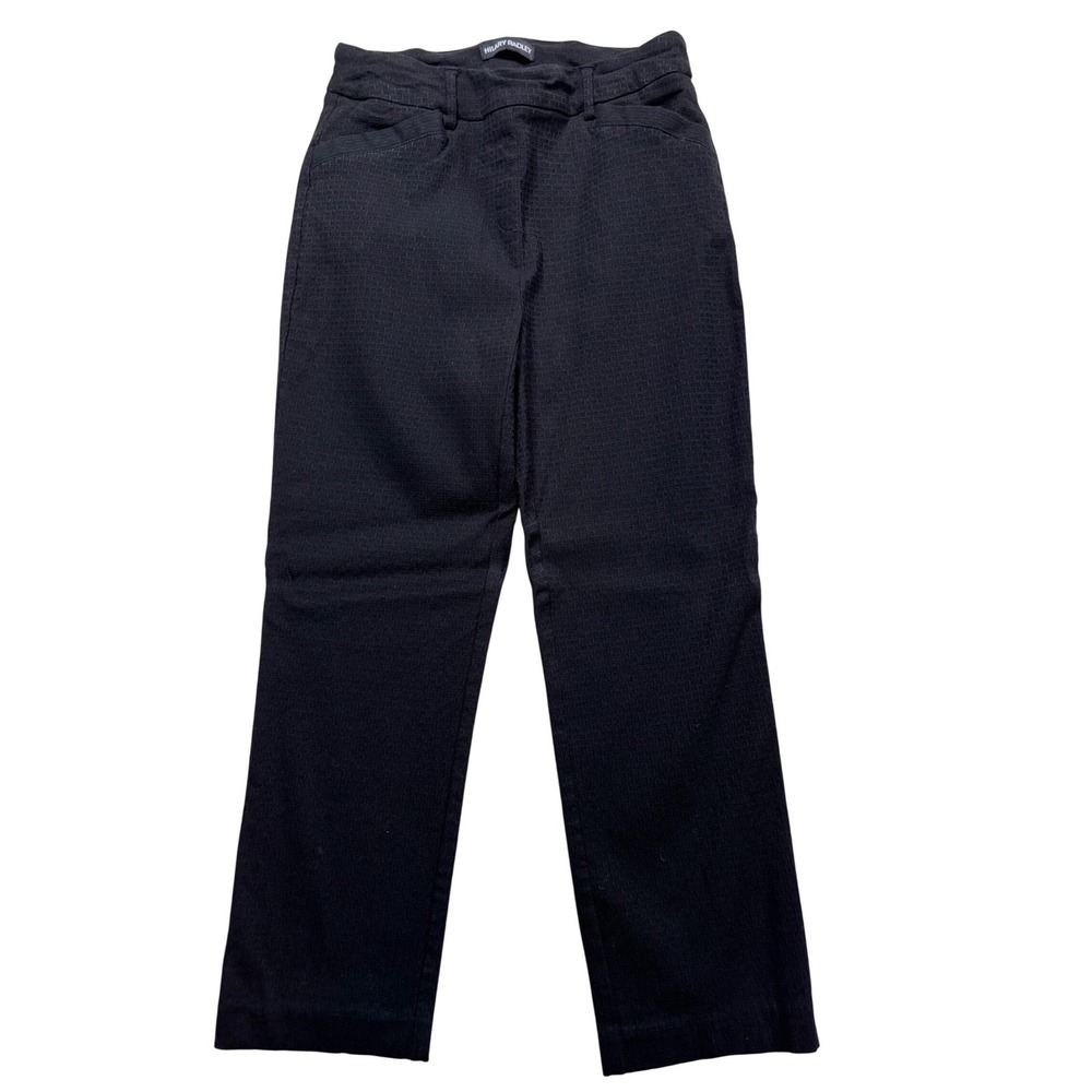 Hilary Radley Black Textured Grid Pull On Ankle Pants Womens Small #898
